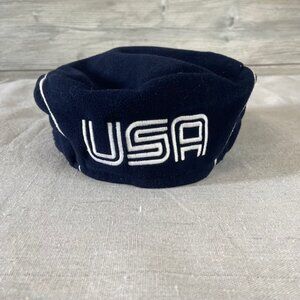 Team USA Winter Olympics Beret Beanie Hat Roots Torino 2006 Blue Navy Adult L/XL